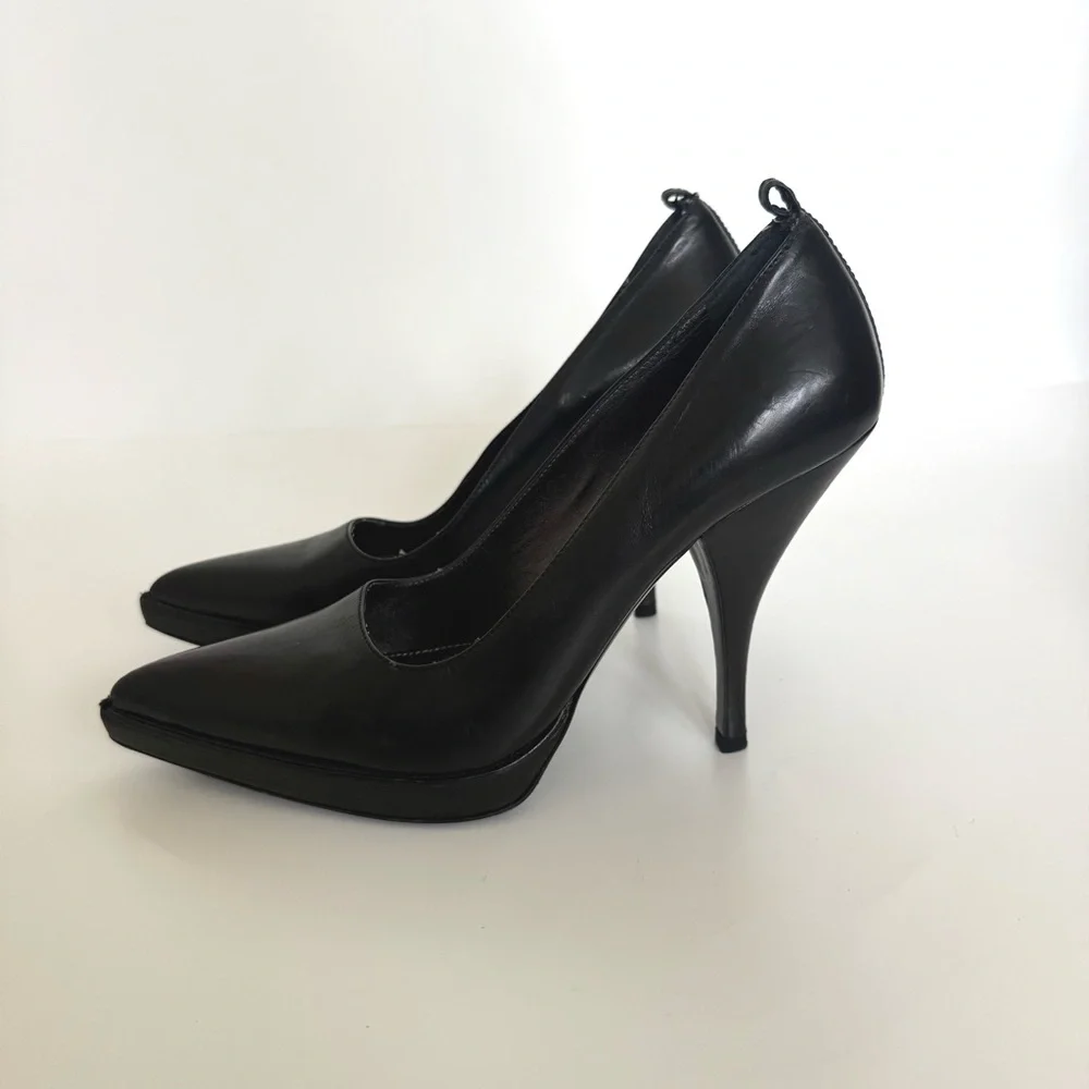 Prada Black Pointed Toe Platform Heels 37.5 - Picture 3 of 11